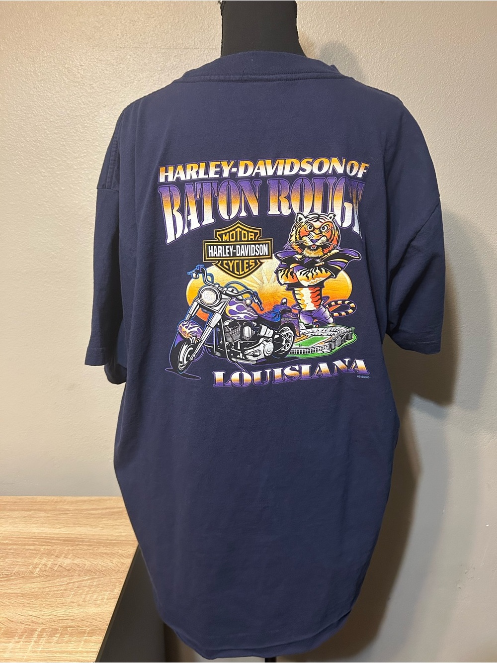 Vintage Harley Davidson Baton Rouge Louisiana Tiger T Shirt XL USA Holoubek